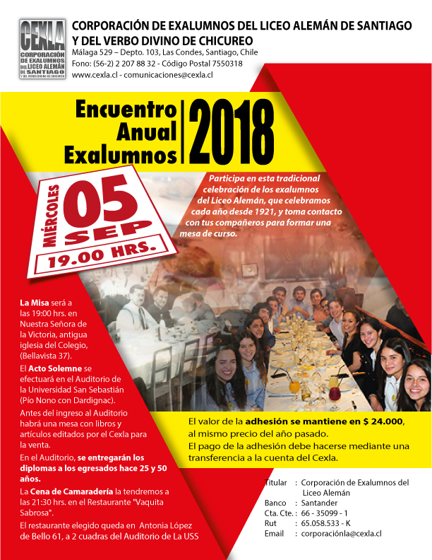 Cena de Exalumnos Liceo Alemán de Santiago 2018